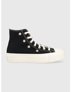 Πάνινα παπούτσια Converse Chuck Taylor All Star Lift HI χρώμα: μαύρο, A06115C