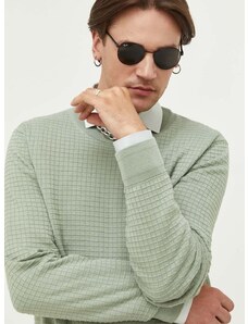 Βαμβακερό πουλόβερ HUGO χρώμα: πράσινο
