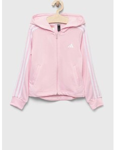 Παιδική μπλούζα adidas χρώμα: ροζ, με κουκούλα