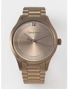 Ρολόι Calvin Klein χρώμα: καφέ