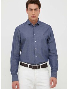 Βαμβακερό πουκάμισο Tommy Hilfiger ανδρικό, χρώμα: ναυτικό μπλε
