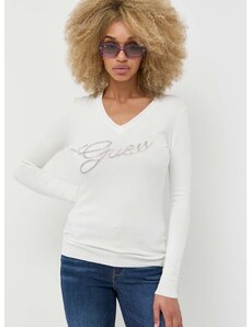 Μάλλινο πουλόβερ Guess γυναικεία, χρώμα: μπεζ