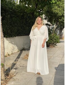 Amorada "Aelia" plus size μάξι φόρεμα λευκό