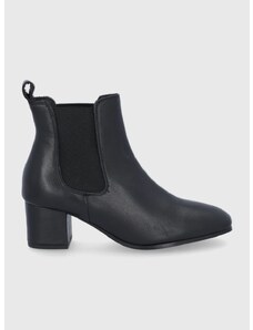 Δερμάτινες μπότες Τσέλσι Levi's γυναικείες, χρώμα: μαύρο