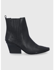 Δερμάτινες καουμπόικες μπότες Tory Burch γυναικείες, χρώμα: μαύρο