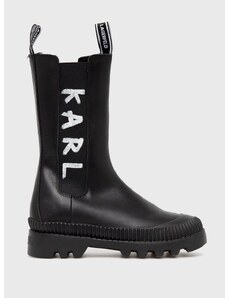 Δερμάτινες μπότες Τσέλσι Karl Lagerfeld γυναικείες, χρώμα: μαύρο