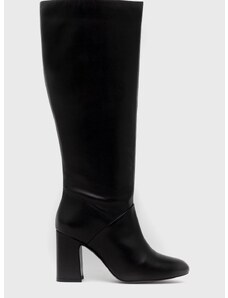 Δερμάτινες μπότες Sisley γυναικεία, χρώμα: μαύρο,