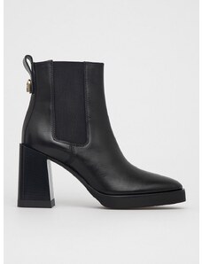 Δερμάτινες μπότες Τσέλσι Furla γυναικείες, χρώμα: μαύρο