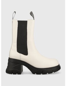Δερμάτινες μπότες τσέλσι Karl Lagerfeld Bridger γυναικείες, χρώμα: άσπρο