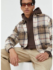 Βαμβακερό πουκάμισο Abercrombie & Fitch ανδρικό, χρώμα: καφέ,