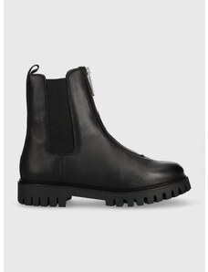 Δερμάτινες μπότες τσέλσι Tommy Hilfiger Zip Boot γυναικείες, χρώμα: μαύρο