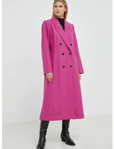 Μάλλινο παλτό Gestuz χρώμα: ροζ