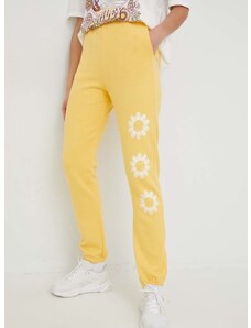 Βαμβακερό παντελόνι Billabong X SMILEY χρώμα: κίτρινο
