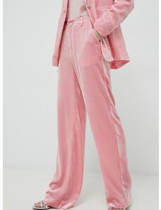 Παντελόνι με μετάξι Custommade Pamela χρώμα: ροζ