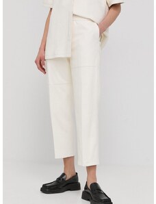 Δερμάτινο παντελόνι Herskind γυναικεία, χρώμα: άσπρο,