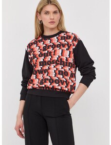 Βαμβακερή μπλούζα Love Moschino γυναικεία, χρώμα: μαύρο