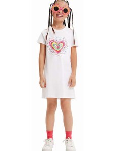 Παιδικό βαμβακερό φόρεμα Desigual χρώμα: άσπρο