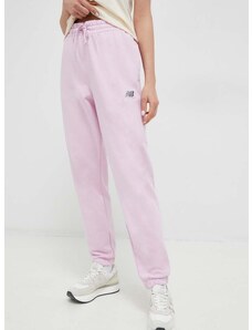 Παντελόνι φόρμας New Balance χρώμα: ροζ