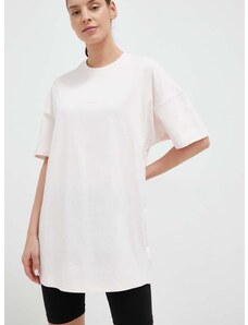 Βαμβακερό μπλουζάκι New Balance χρώμα ροζ WT23556WAN
