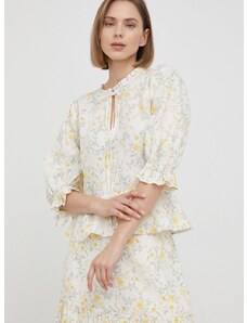 Λευκή μπλούζα Polo Ralph Lauren γυναικεία, χρώμα: κίτρινο