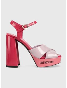 Δερμάτινα σανδάλια Love Moschino San Lod Quadra 120 χρώμα: ροζ, JA1605CG1G