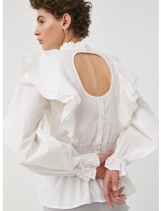 Βαμβακερή μπλούζα Bruuns Bazaar γυναικεία, χρώμα: άσπρο