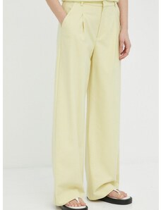 Παντελόνι από μείγμα μαλλιού Gestuz χρώμα: κίτρινο