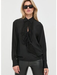 Μεταξωτό πουκάμισο Victoria Beckham χρώμα: μαύρο,