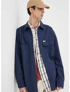 Βαμβακερό πουκάμισο Wrangler ανδρικό, χρώμα: ναυτικό μπλε