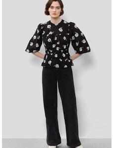 Ivy Oak Βαμβακερή μπλούζα γυναικεία, χρώμα: μαύρο