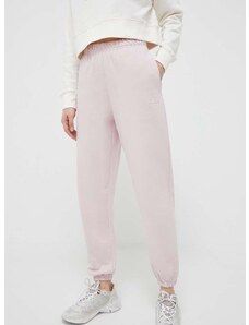Βαμβακερό παντελόνι New Balance χρώμα: ροζ