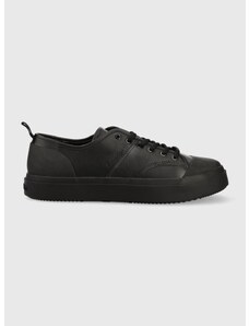 Δερμάτινα αθλητικά παπούτσια Calvin Klein LOW TOP LACE UP LTH χρώμα: μαύρο, HM0HM01045