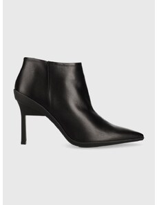 Δερμάτινες μπότες Calvin Klein WRAP STILETTO ANKLE γυναικείες, χρώμα: μαύρο, HW0HW01600 F3HW0HW01600
