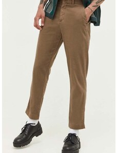 Παντελόνι με λινό μείγμα Abercrombie & Fitch χρώμα: καφέ