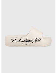 Παντόφλες Karl Lagerfeld KOBO II χρώμα: μπεζ, KL86000
