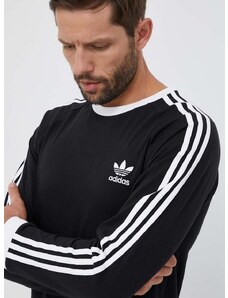 Βαμβακερή μπλούζα με μακριά μανίκια adidas Originals 3-Stripes Long Sleeve Tee 3-Stripes Long Sleeve Tee χρώμα: μαύρο IL3431 IA4877