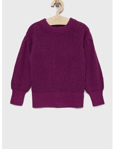 Παιδικό βαμβακερό πουλόβερ GAP χρώμα: μοβ