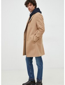 Μάλλινο παλτό Calvin Klein χρώμα: καφέ
