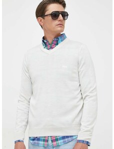 Μάλλινο πουλόβερ BOSS ανδρικά, χρώμα: άσπρο