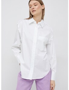 Βαμβακερό πουκάμισο Calvin Klein χρώμα: άσπρο