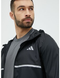 Μπουφάν για τρέξιμο adidas Performance Own the Run χρώμα: μαύρο