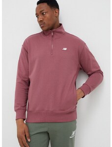 Βαμβακερή μπλούζα New Balance χρώμα: ροζ