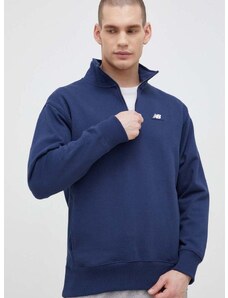 Βαμβακερή μπλούζα New Balance χρώμα: ναυτικό μπλε