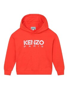 Παιδική βαμβακερή μπλούζα Kenzo Kids χρώμα: κόκκινο, με κουκούλα