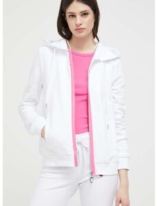 Βαμβακερή μπλούζα Love Moschino γυναικεία, χρώμα: άσπρο, με κουκούλα