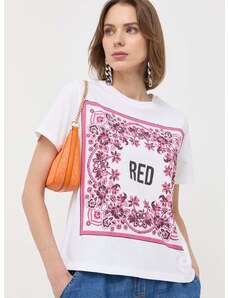 Βαμβακερό μπλουζάκι Red Valentino χρώμα: άσπρο