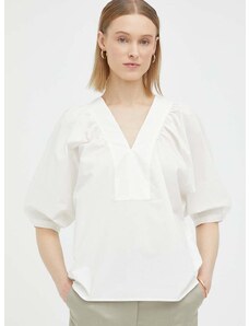 Βαμβακερή μπλούζα By Malene Birger γυναικεία, χρώμα: άσπρο