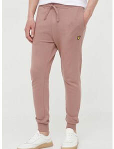 Βαμβακερό παντελόνι Lyle & Scott χρώμα: ροζ