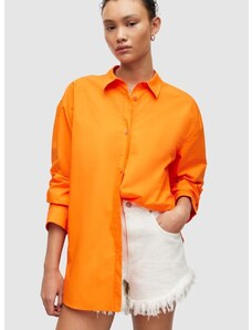 Βαμβακερό πουκάμισο AllSaints Sasha χρώμα: πορτοκαλί