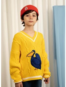 Παιδικό βαμβακερό πουλόβερ Mini Rodini χρώμα: κίτρινο